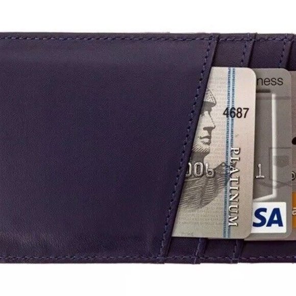 NEW Tovier RFID Blocking Genuine Slim Leather Wallet Credit Card Case Sleeve NIB - Picture 1 of 1